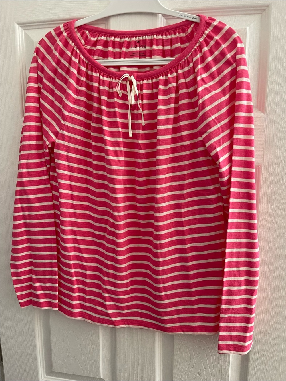 Talbots Pink & White Striped Long-Sleeve Peasant Top